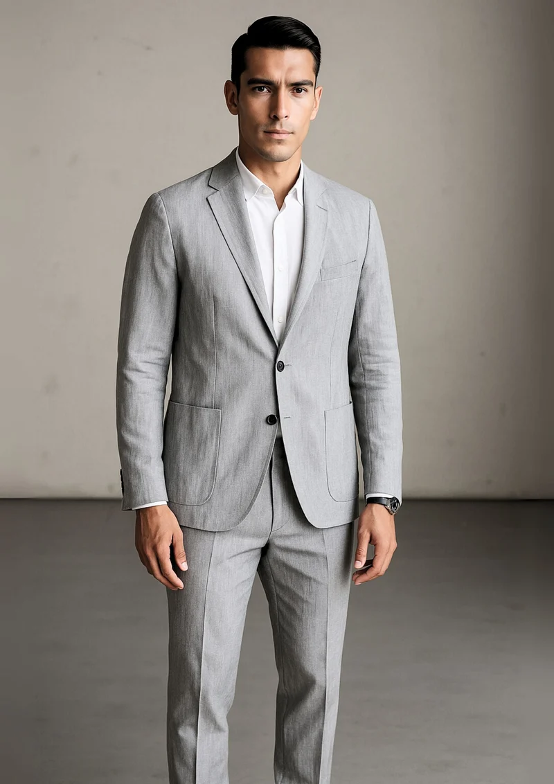 Zephyr Elegantes Leinen-Set für Herren | Grau