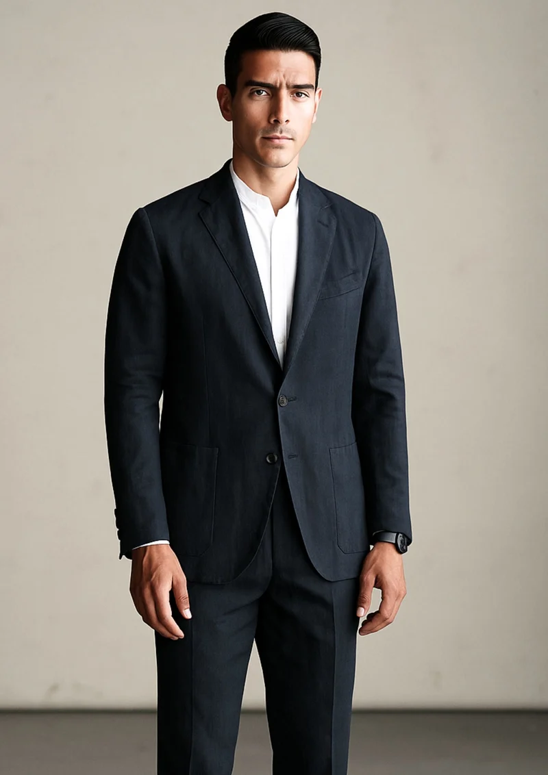 Zephyr Elegantes Leinen-Set für Herren | Dunkelblau