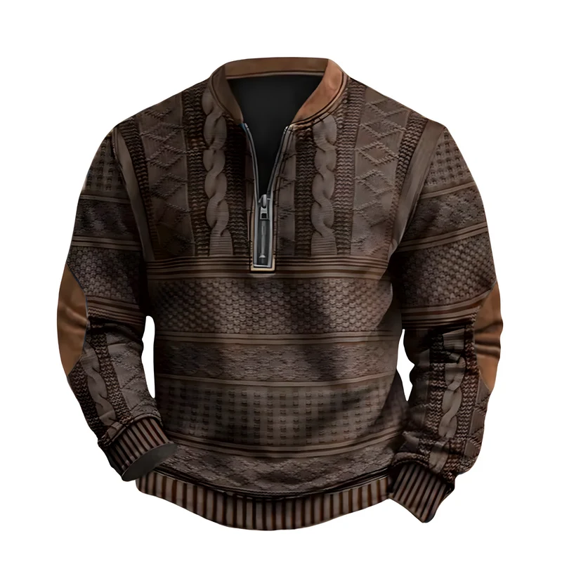 Adrian Strickpullover mit Reißverschlussdetail | Braun