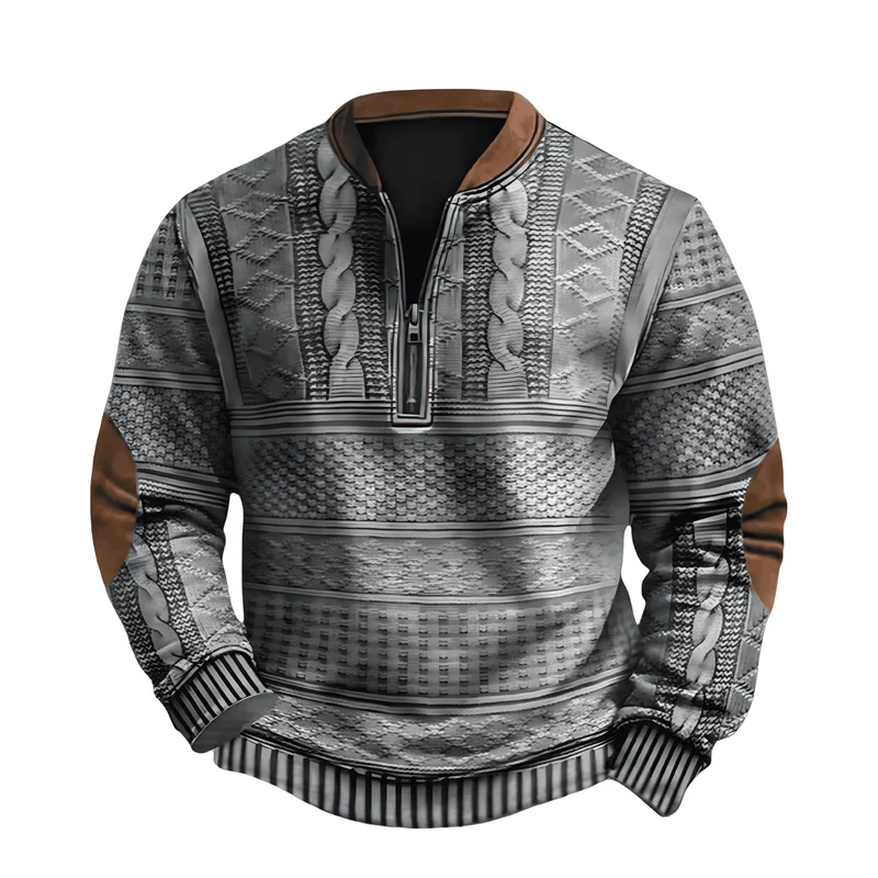 Adrian Strickpullover mit Reißverschlussdetail | Grau