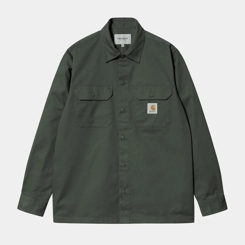 Carhartt WIP Herren-Langarm-Master-Hemd – Buchsbaum