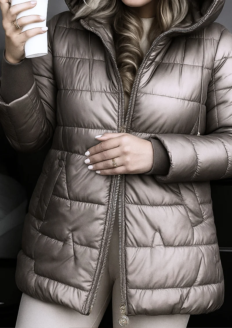 Lira Eleganter Wintermantel mit Kapuze und Wattierung | Kupfer