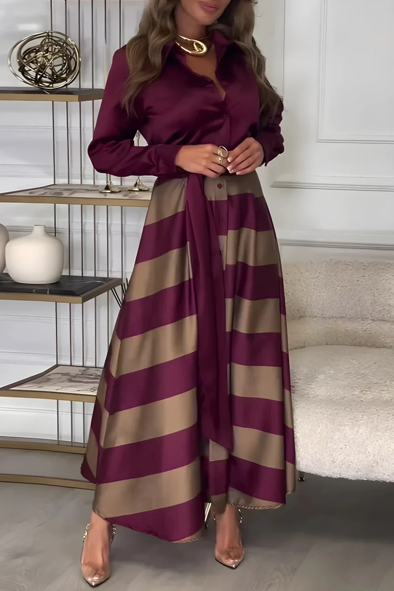Estrid | Gestreiftes Hemdblusenkleid mit Gürtel