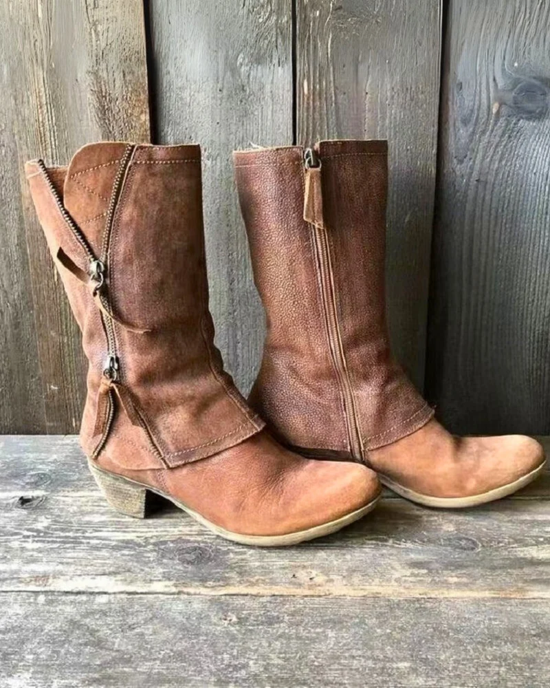 Vesna | Damen-Winter-Cowboystiefel mit Warmfutter und Absatz