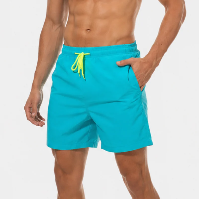 Kurze Herren-Badeshorts mit Kontrastbund