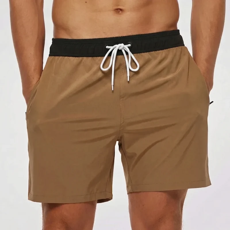 Kurze Herren-Badeshorts mit Kontrastbund