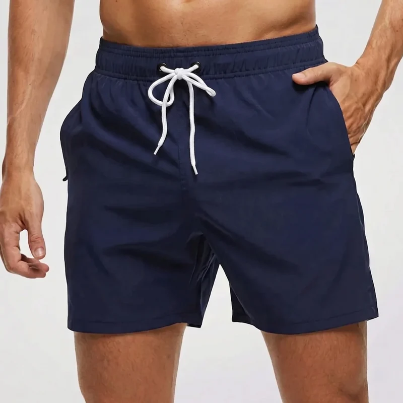 Kurze Herren-Badeshorts mit Kontrastbund