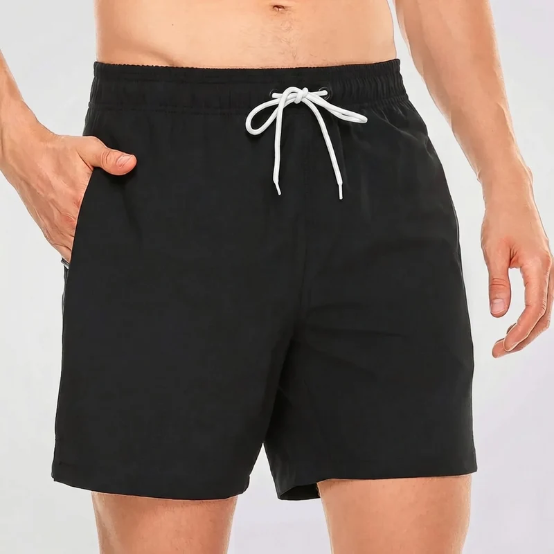 Kurze Herren-Badeshorts mit Kontrastbund