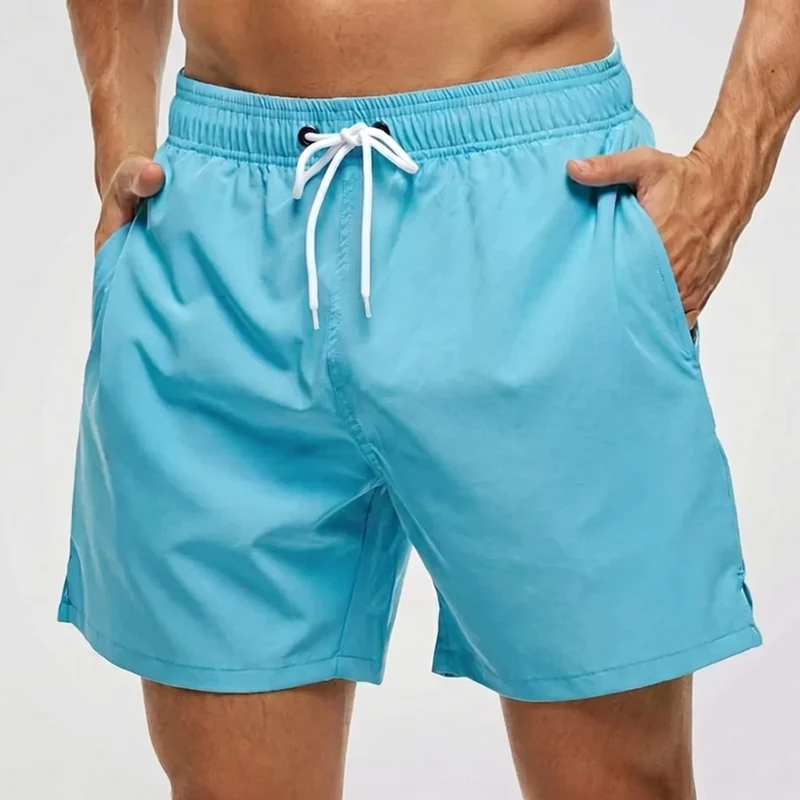 Kurze Herren-Badeshorts mit Kontrastbund