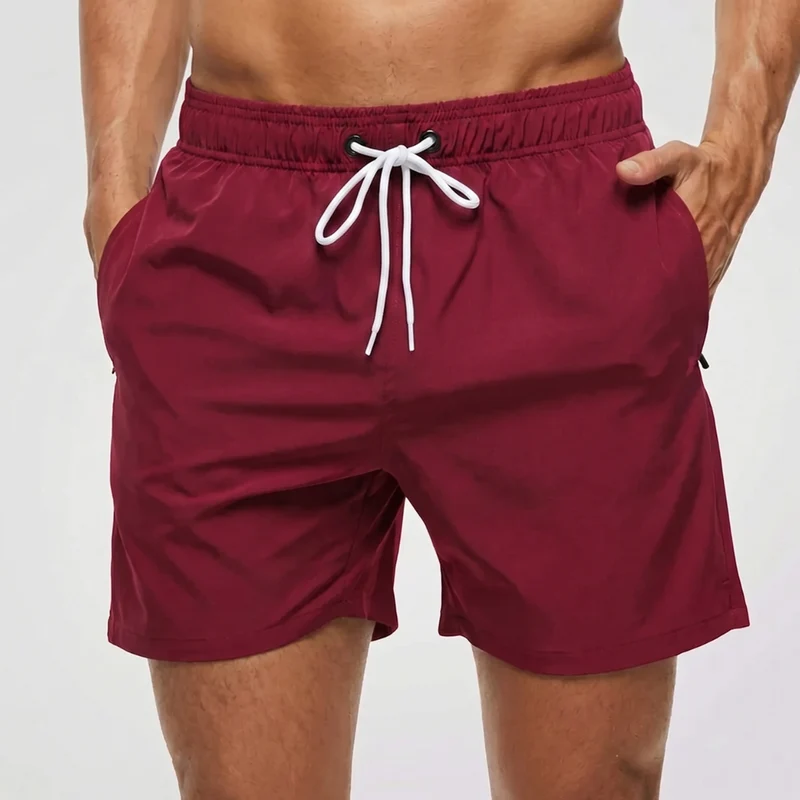 Kurze Herren-Badeshorts mit Kontrastbund