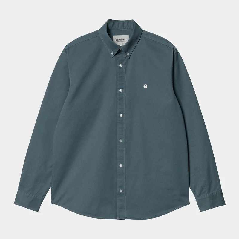 Carhartt WIP Langarm-Madison-Hemd für Herren – Sturmblau/Wachs