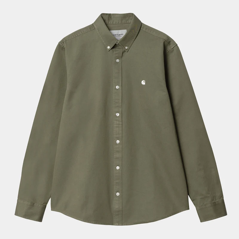 Carhartt WIP Langarm-Madison-Hemd für Herren – Seegras/Wachs