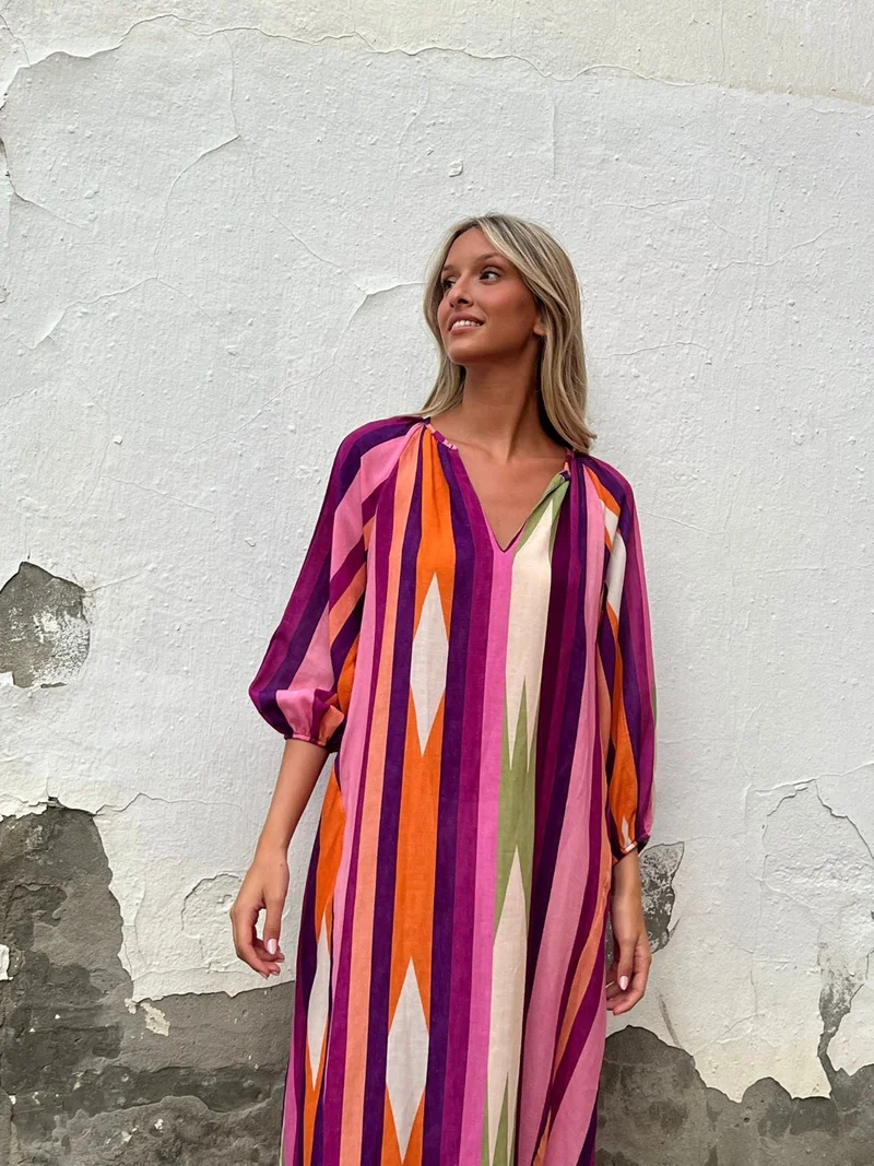 Lunara | Pinkes Mykonos Kleid