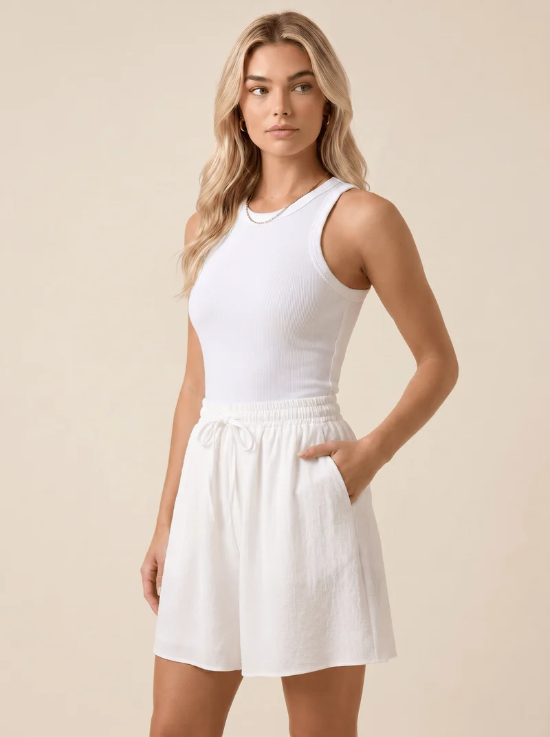 Damen Shorts mit Elastischem Bund und Kordelzug