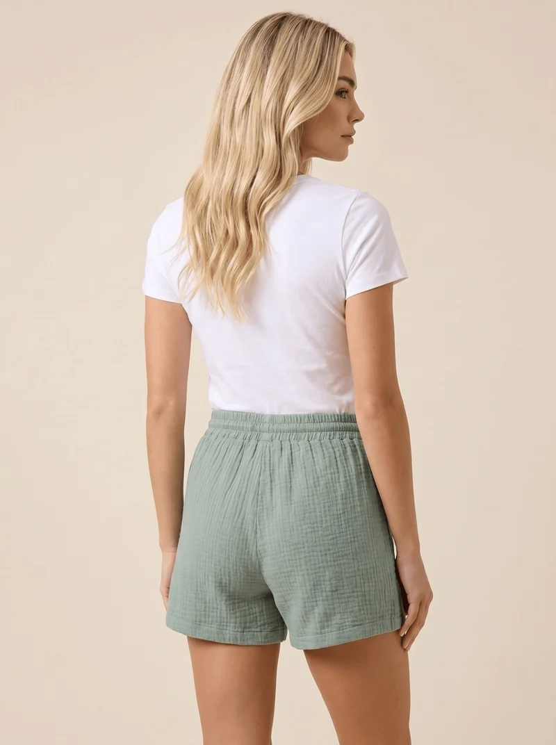 Damen Shorts mit Kordelzugbund und Aufgesetzten Taschen