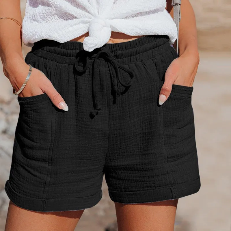 Damen Shorts mit Kordelzugbund und Aufgesetzten Taschen
