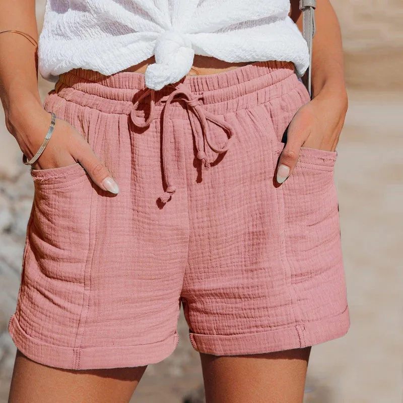 Damen Shorts mit Kordelzugbund und Aufgesetzten Taschen