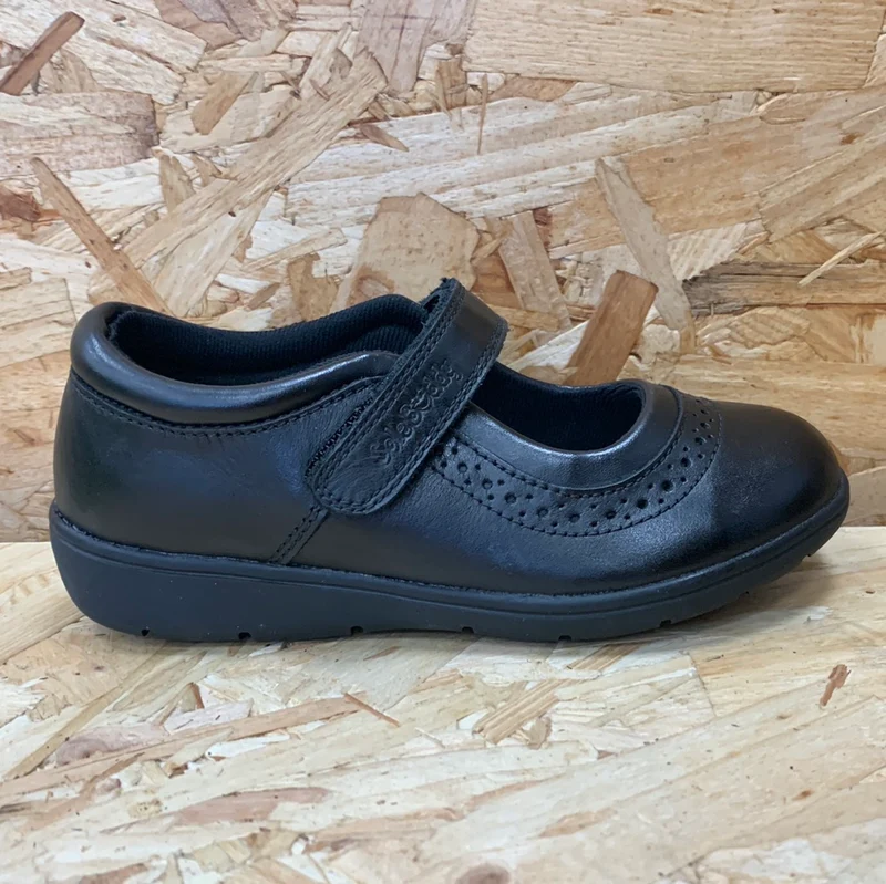 Term Sole Buddy Kinderschuh aus Leder mit Sternenmuster – Schwarz