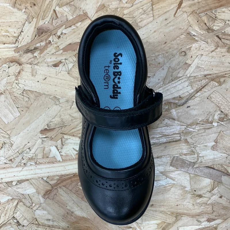 Term Sole Buddy Kinderschuh aus Leder mit Sternenmuster – Schwarz