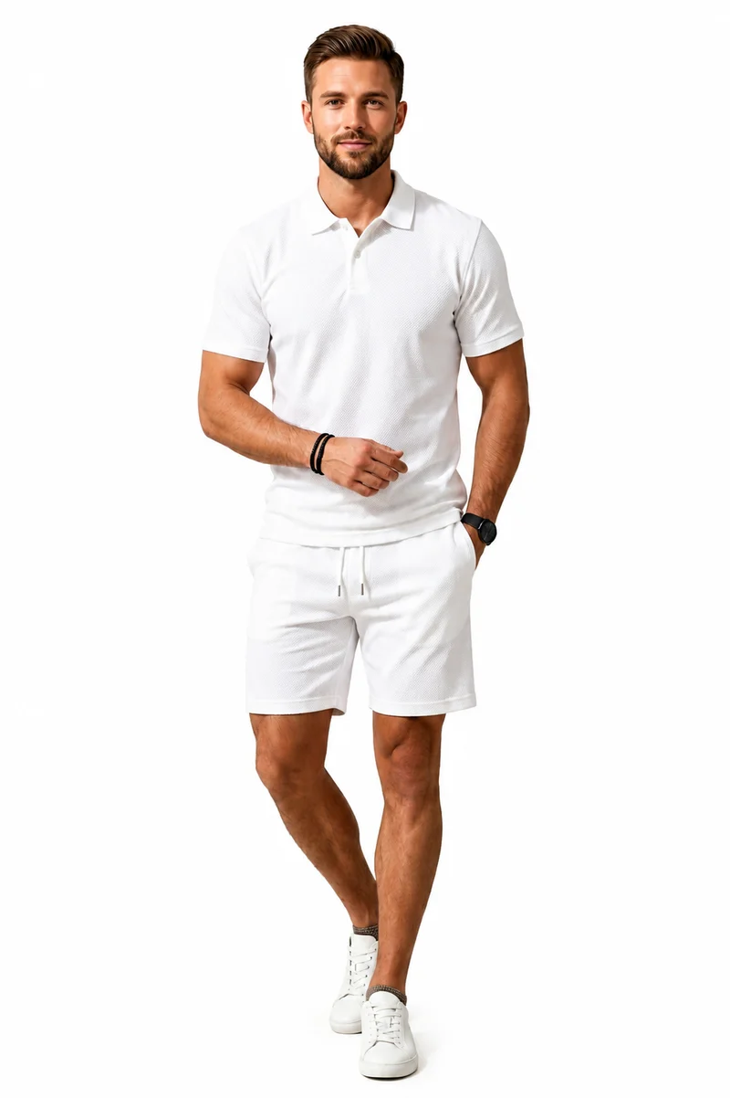 Herren Kurzarmblazer- und Shorts-Set