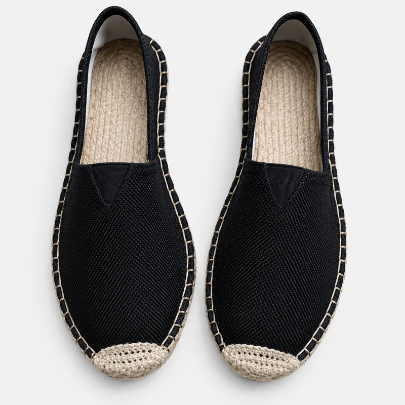 Damen Slipper im Espadrille Stil mit Geflochtenem Sohlenrand