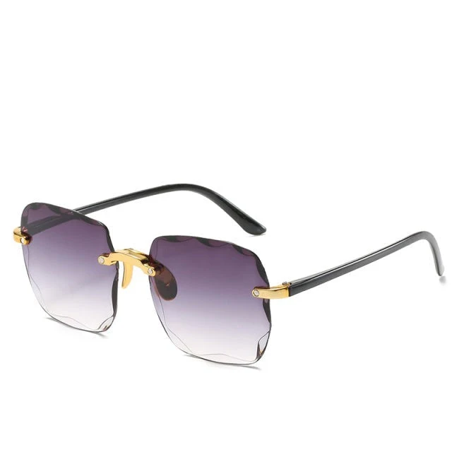 Damen Rechteckige randlose Sonnenbrille mit geraden Bügeln