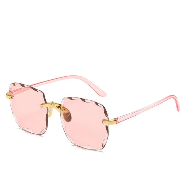 Damen Rechteckige randlose Sonnenbrille mit geraden Bügeln