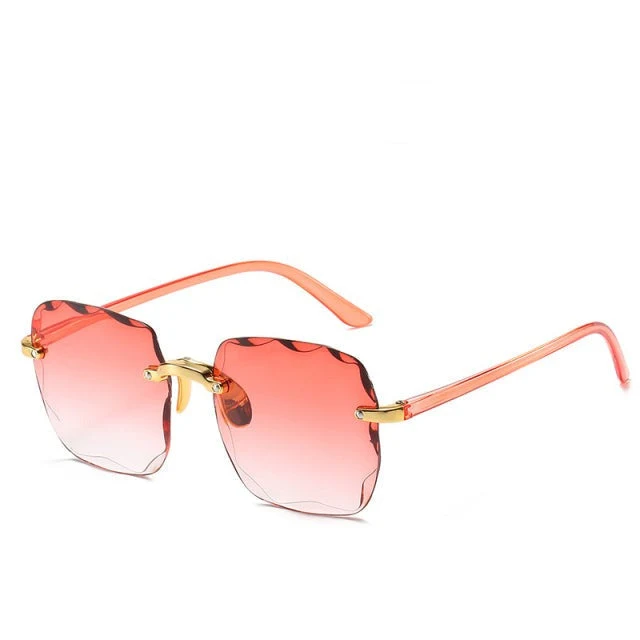 Damen Rechteckige randlose Sonnenbrille mit geraden Bügeln