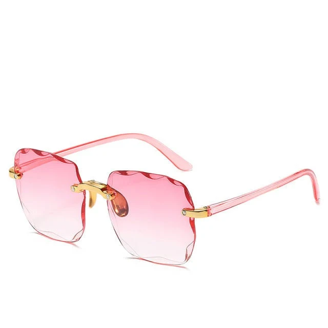 Damen Rechteckige randlose Sonnenbrille mit geraden Bügeln
