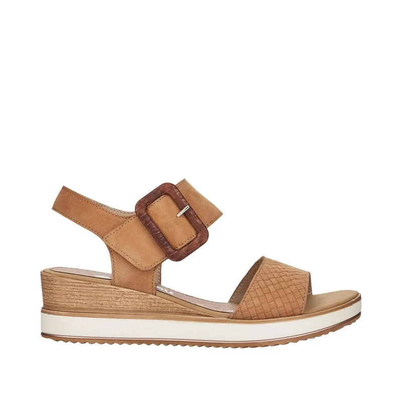 Remonte Damenmode-Sandale mit Keilabsatz – Beige