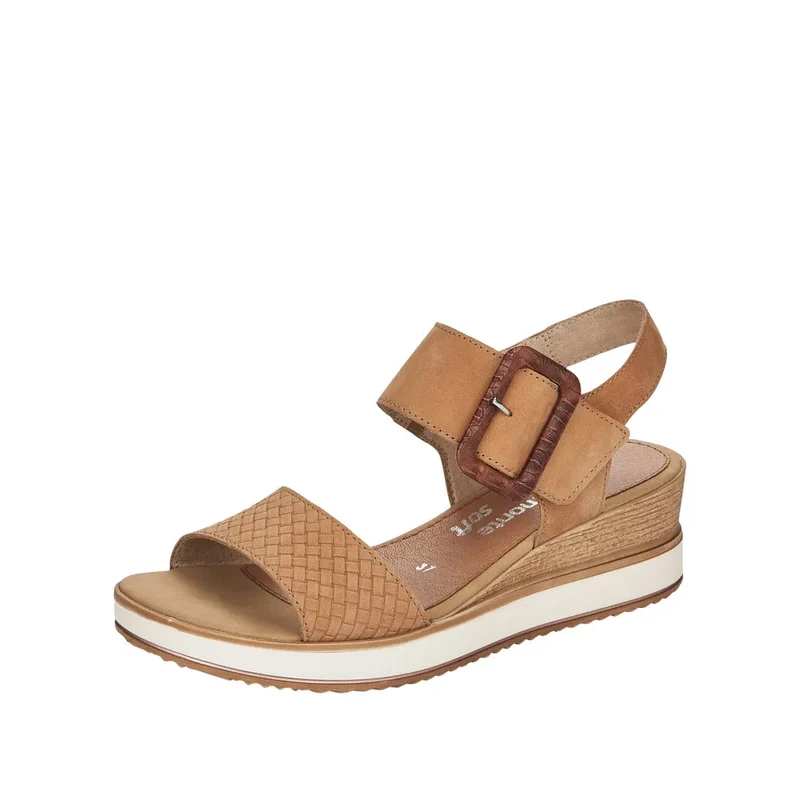 Remonte Damenmode-Sandale mit Keilabsatz – Beige