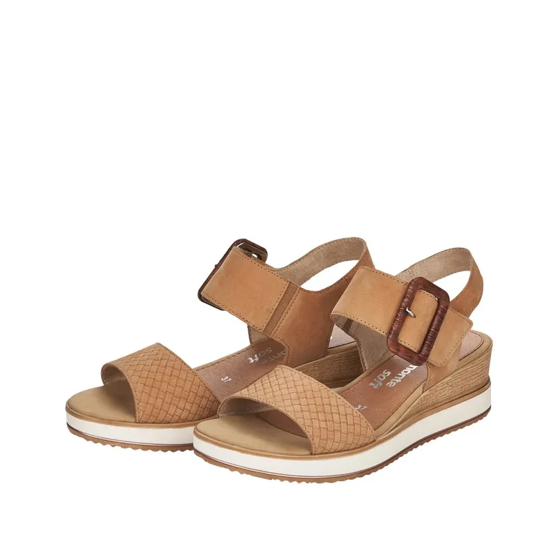 Remonte Damenmode-Sandale mit Keilabsatz – Beige