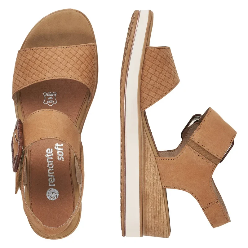 Remonte Damenmode-Sandale mit Keilabsatz – Beige