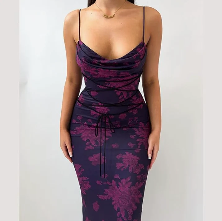 Fiorella | Ruched Floral Slit Maxi Dress