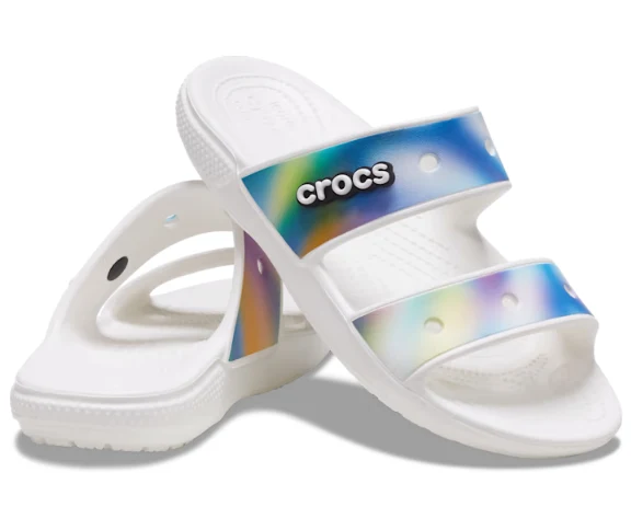 Crocs Unisex Classic Solarized Sandale – Weiß / Multi