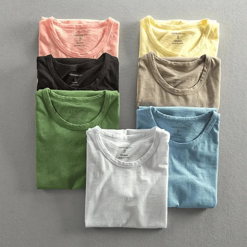 Herren T-Shirt mit Rundhalsausschnitt und Slub-Struktur