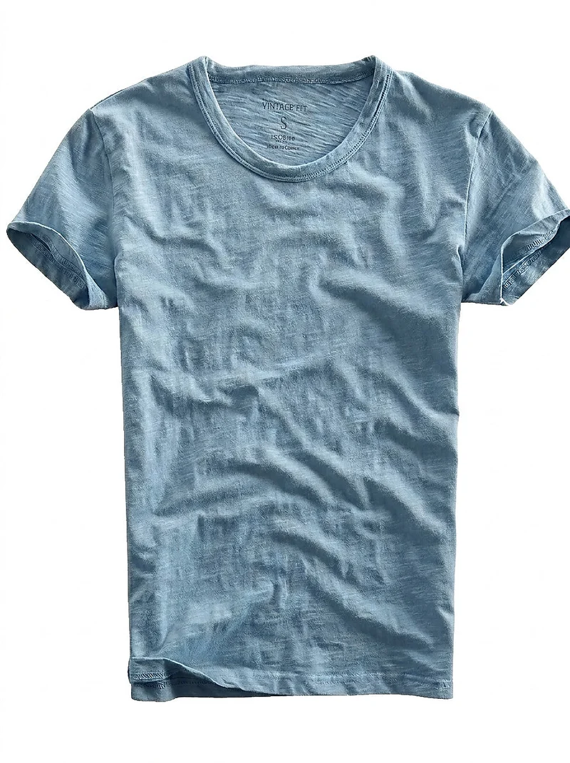 Herren T-Shirt mit Rundhalsausschnitt und Slub-Struktur