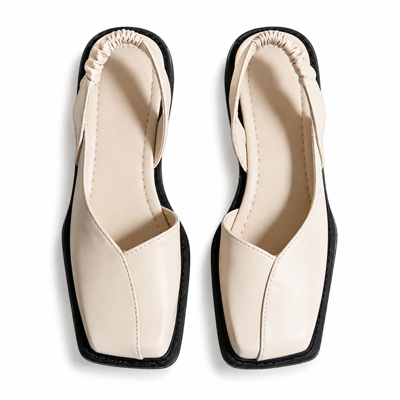 Damen Slingback Flache Schuhe mit Quadratischer Spitze