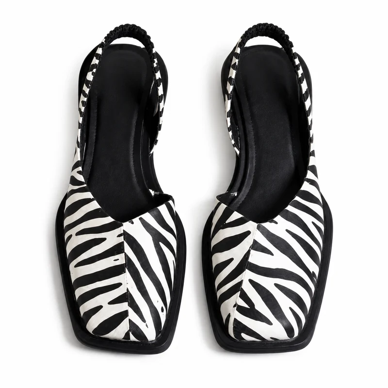 Damen Slingback Flache Schuhe mit Quadratischer Spitze