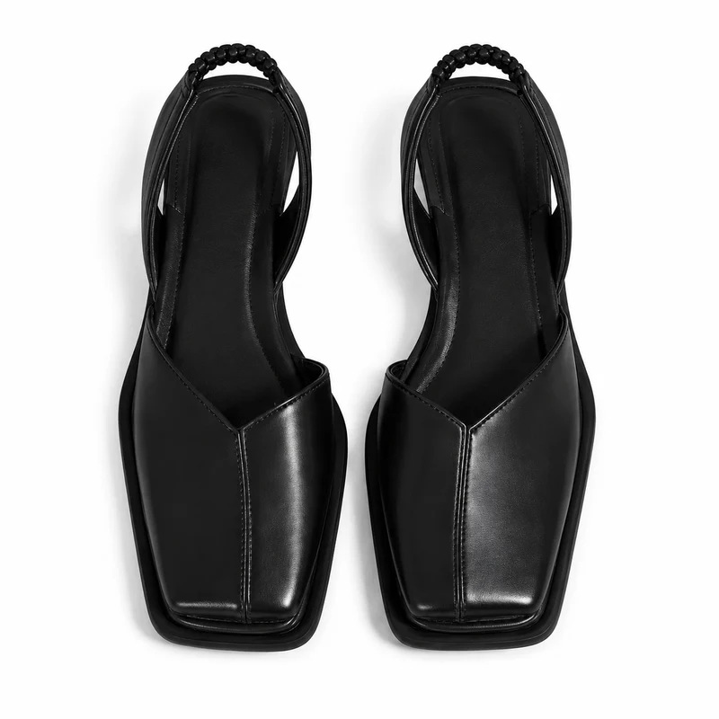Damen Slingback Flache Schuhe mit Quadratischer Spitze