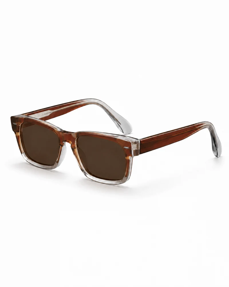 Herren Rechteckige randlose Sonnenbrille mit geraden Bügeln