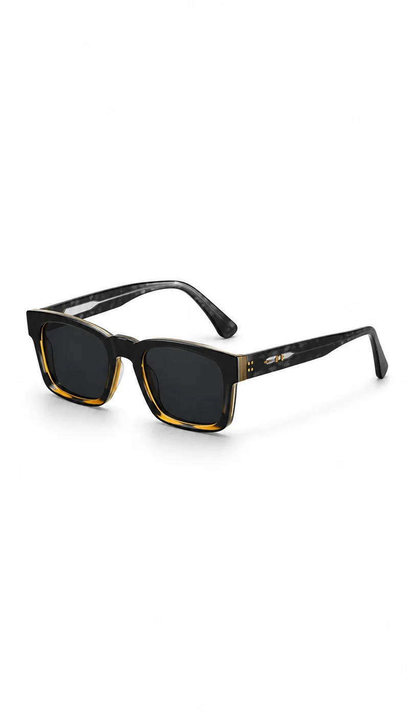 Herren Rechteckige randlose Sonnenbrille mit geraden Bügeln