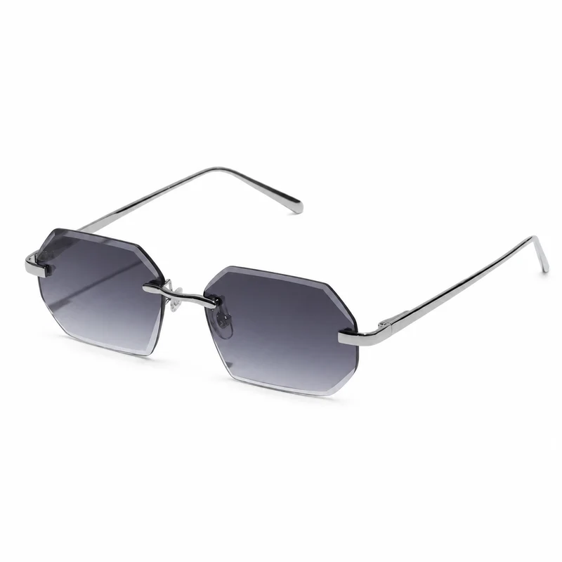 Herren Sonnenbrille ohne Rahmen mit achteckigen Gläsern und Metallbügeln