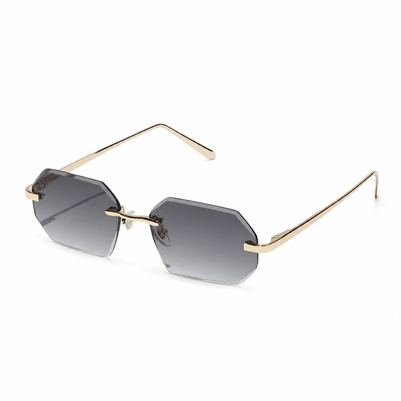 Herren Sonnenbrille ohne Rahmen mit achteckigen Gläsern und Metallbügeln