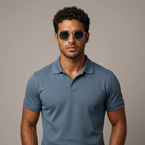 Herren Sonnenbrille mit geometrischer Vollrandfassung und Winkelsteg