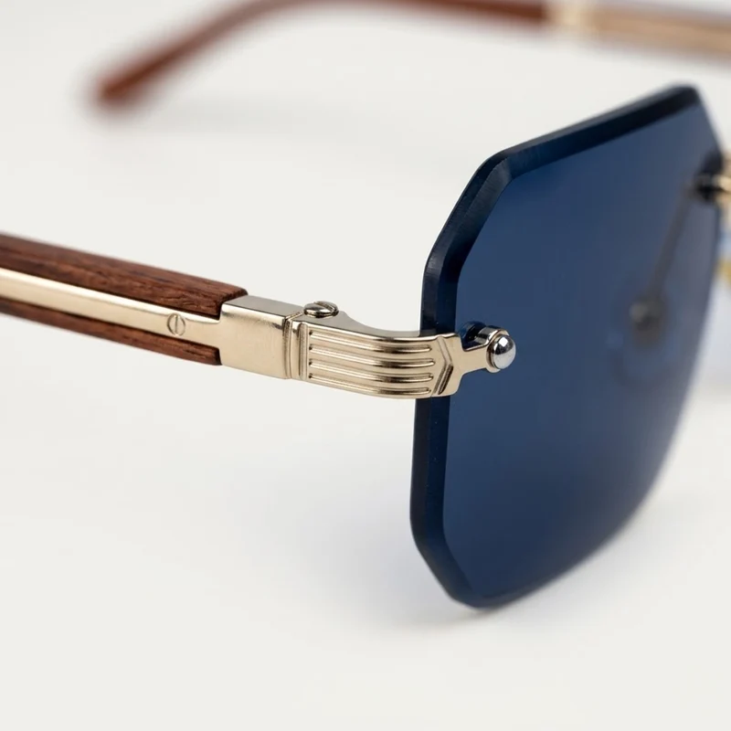 Herren Sonnenbrille mit geometrischen Gläsern und Metallsteg