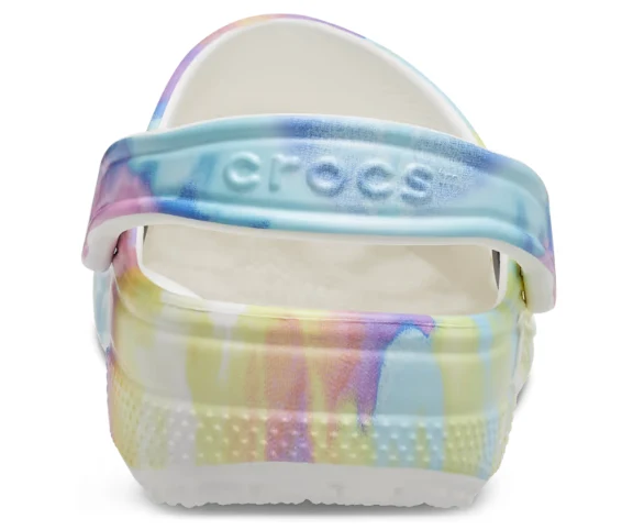 Crocs Klassischer Tie-Dye-Grafik-Clog für Kinder – Weiß / Multi