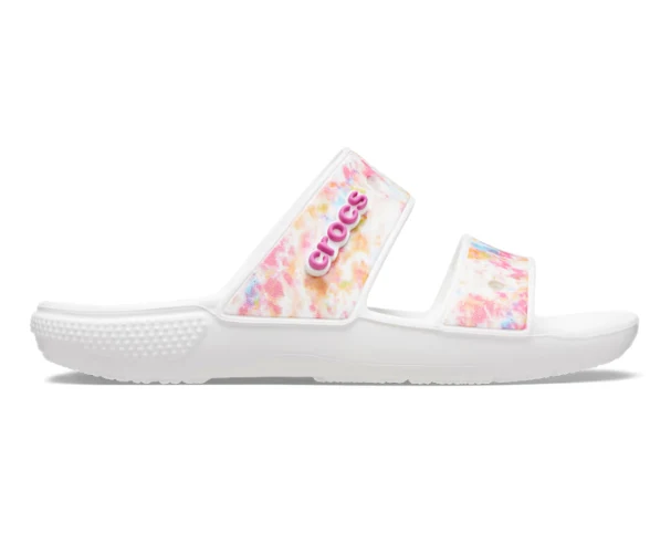 Crocs Klassische Unisex-Sandale mit Tie-Dye-Grafik – Mehrfarbig / Weiß
