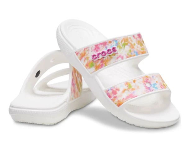 Crocs Klassische Unisex-Sandale mit Tie-Dye-Grafik – Mehrfarbig / Weiß