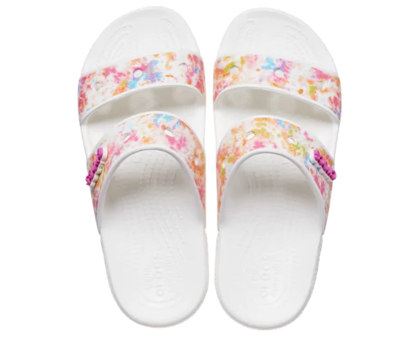 Crocs Klassische Unisex-Sandale mit Tie-Dye-Grafik – Mehrfarbig / Weiß